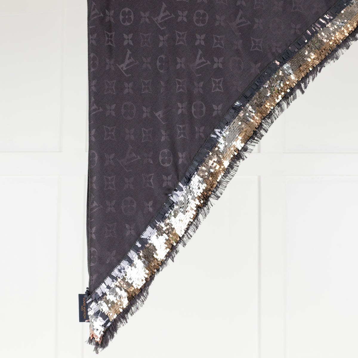 Louis Vuitton Grey Monogram Sequined Scarf