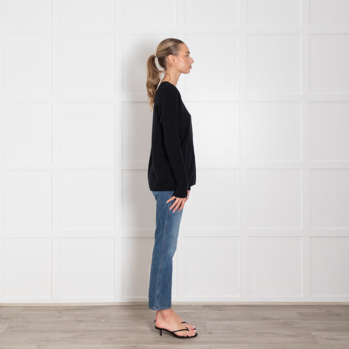 Vince Black V Neck Cashmere Jumper