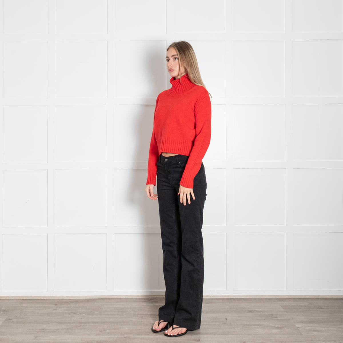 &Daughter Red Wool Funnel Neck Jumper