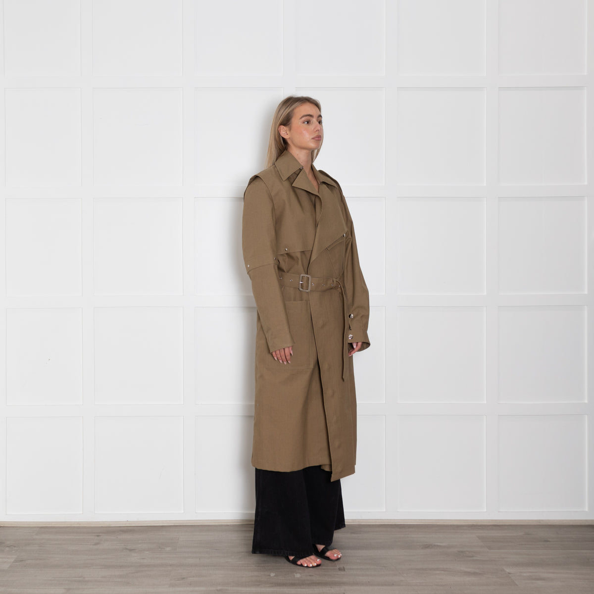 Joseph Khaki Trench Coat With Zipped Collar