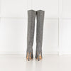 Jimmy Choo Silver Glitter Check Heeled Boots