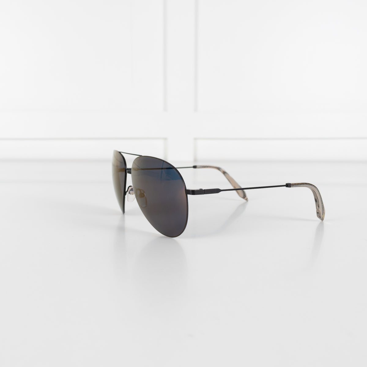 Victoria Beckham Amber Lens Aviator Sunglasses With Metal Temple Detail
