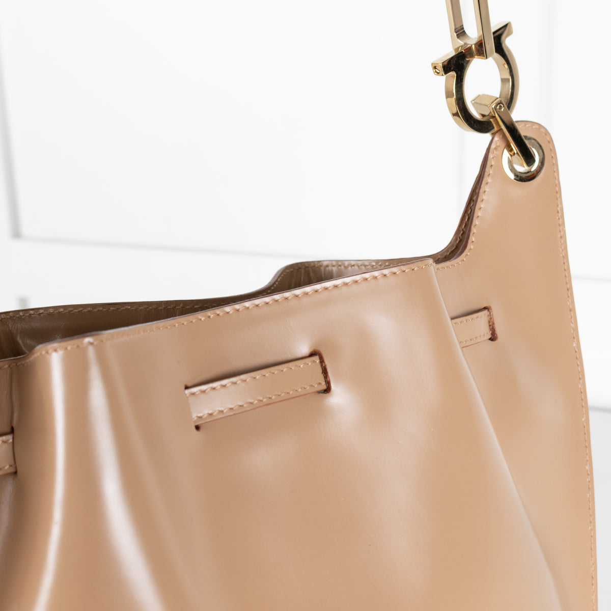 Salvatore Ferragamo Beige Bucket Shoulder Bag