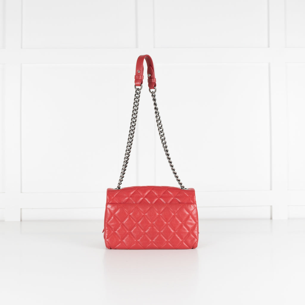 Chanel Red Leather City Rock Flap Shoulder Bag