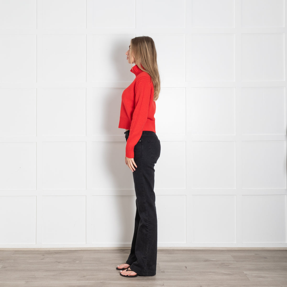 &Daughter Red Wool Funnel Neck Jumper