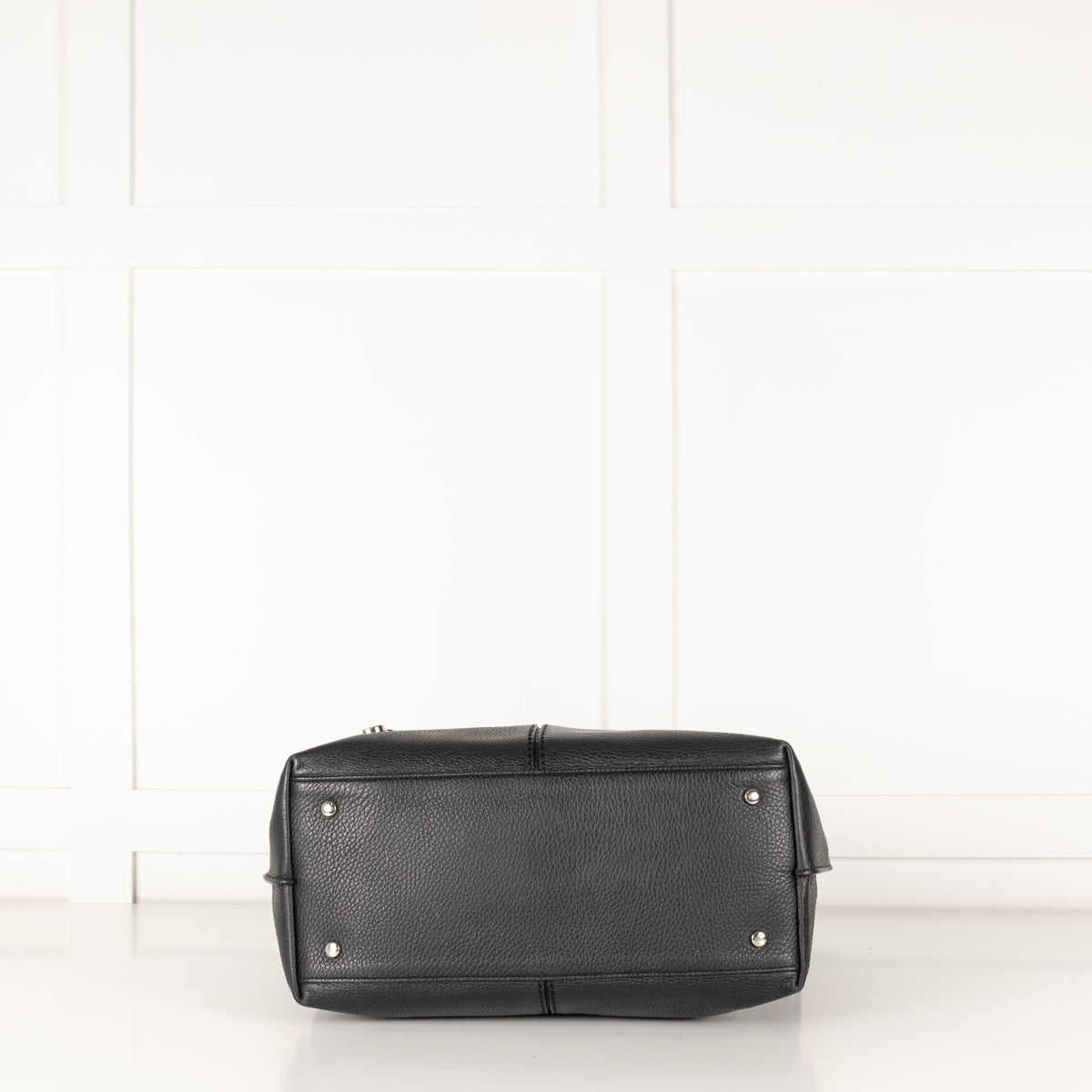 Tod's Black Pebble Leather Tote with Silver Pendant