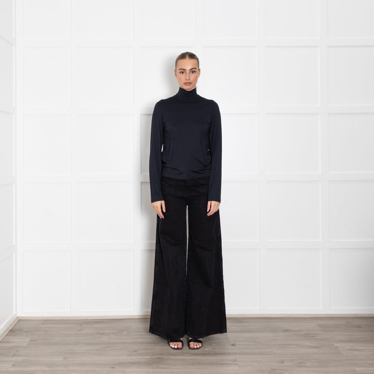 Prada Navy Blue Thin Stretchy Fabric With Back Zip Top