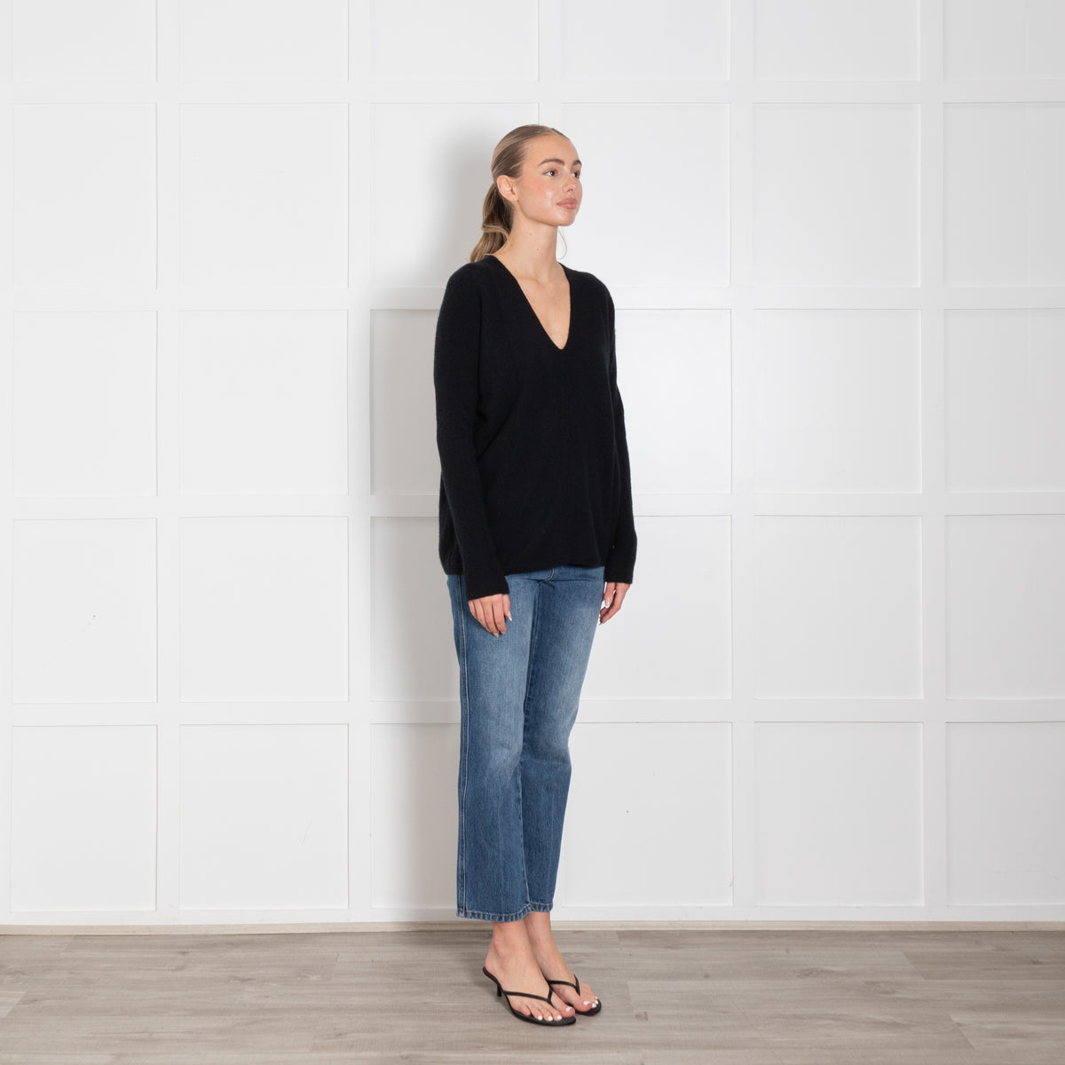 Vince Black V Neck Cashmere Jumper