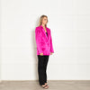 Frame Pink Satin Strong Shoulder Blazer