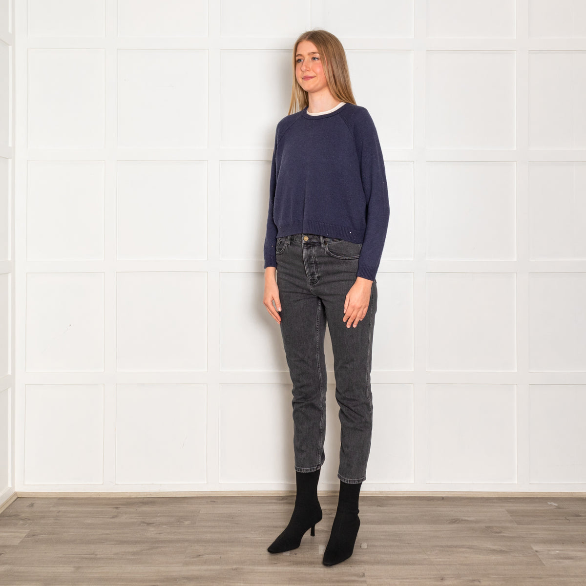 Brunello Cucinelli Blue Cashmere Sequin Knitted Silk Lining Jumper