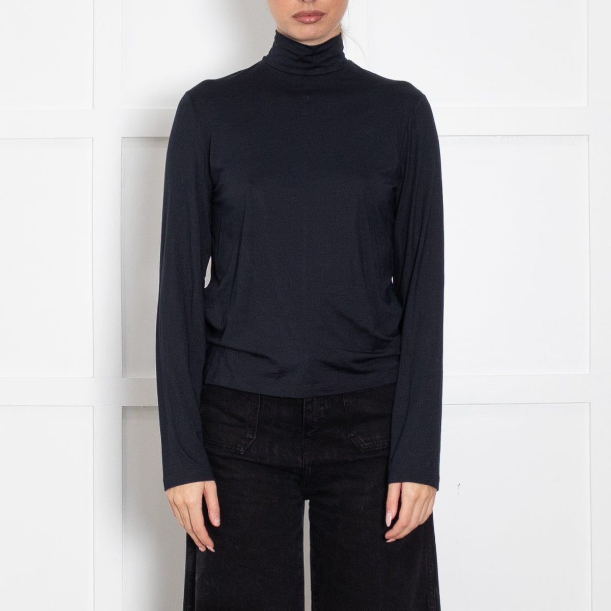 Prada Navy Blue Thin Stretchy Fabric With Back Zip Top