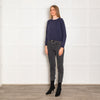 Brunello Cucinelli Blue Cashmere Sequin Knitted Silk Lining Jumper