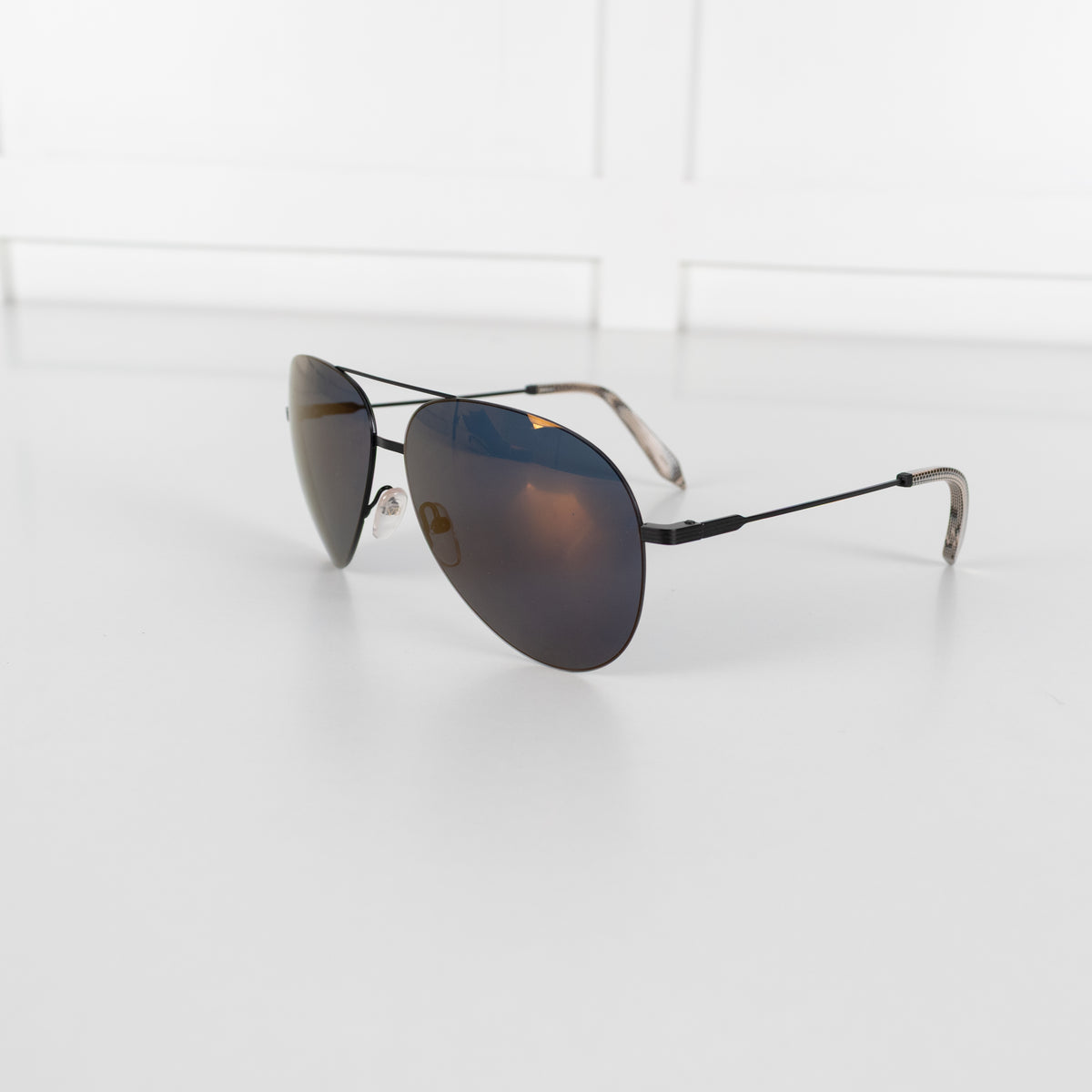Victoria Beckham Amber Lens Aviator Sunglasses With Metal Temple Detail