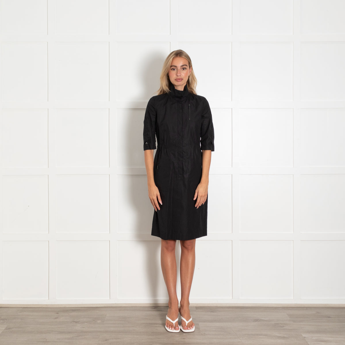 Akris Punto Black Cotton Zip Detail Pocket Dress