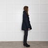 Chanel Navy Blue Waisted Wool Mix Short Coat