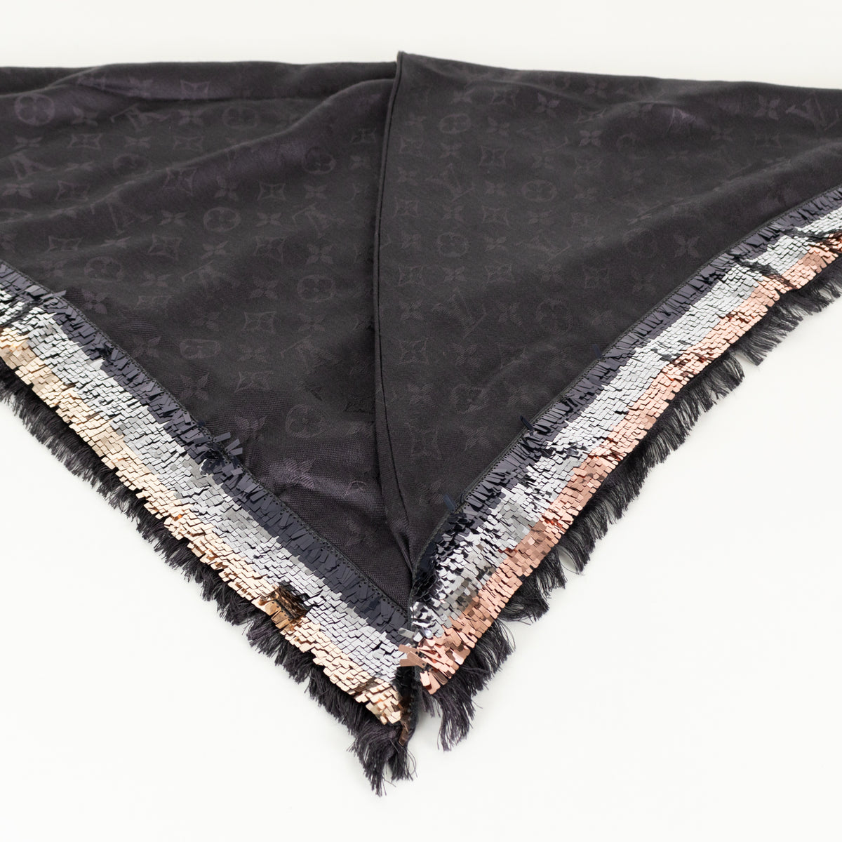 Louis Vuitton Grey Monogram Sequined Scarf