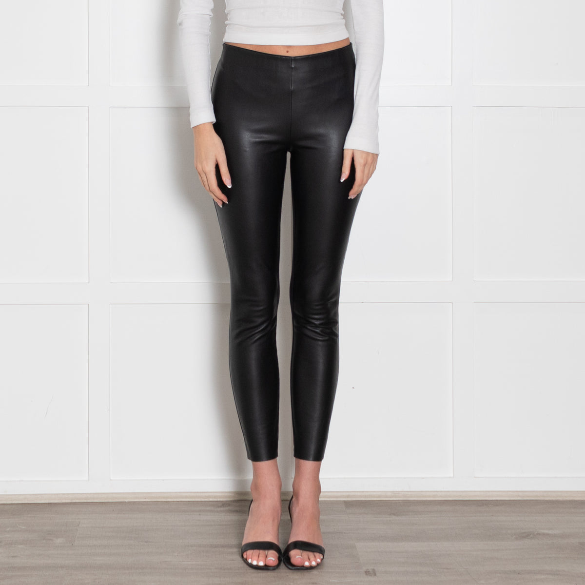 Wolford Split Panelled Faux Leather and Jersey Leggings