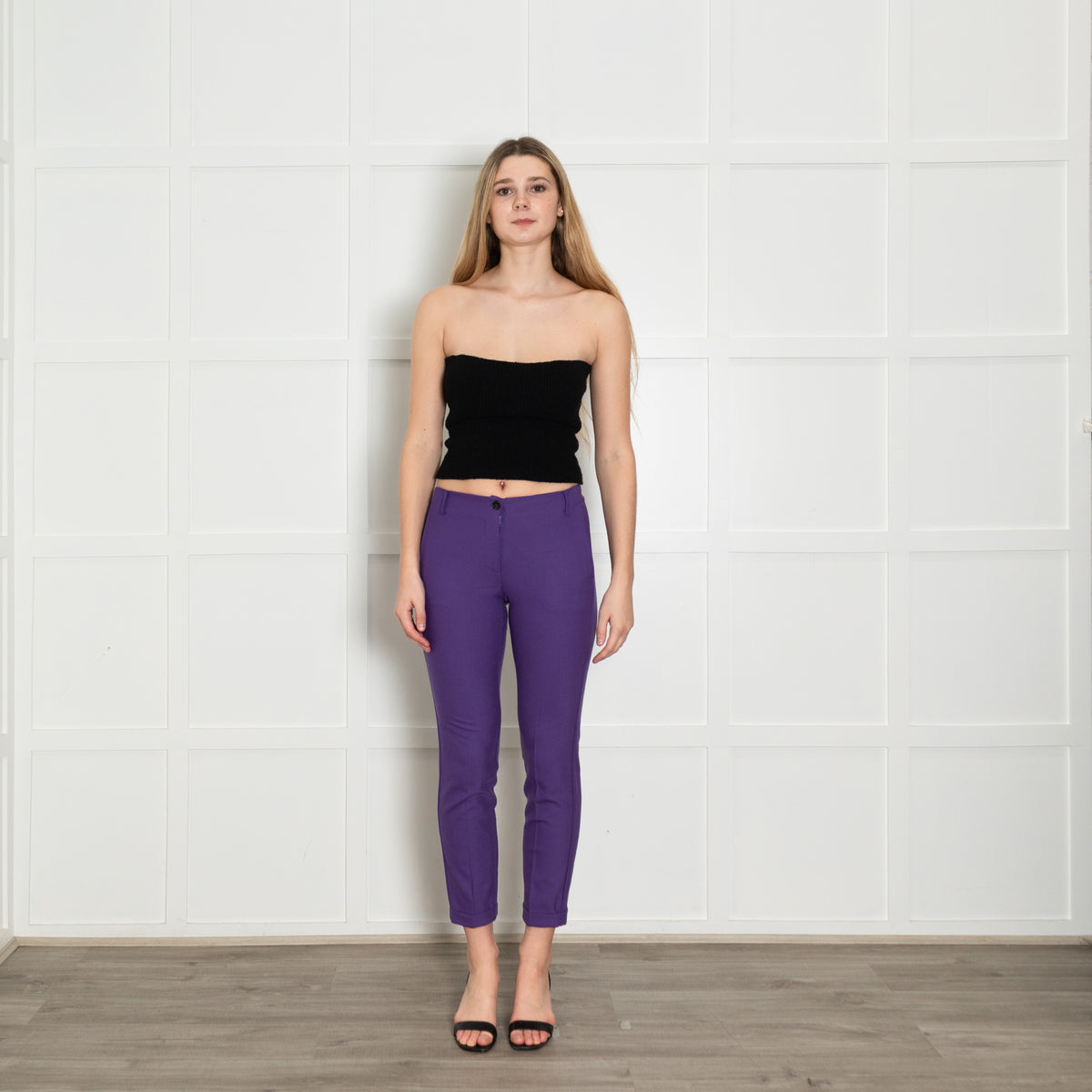 Intrend Purple Wool Blend Trousers