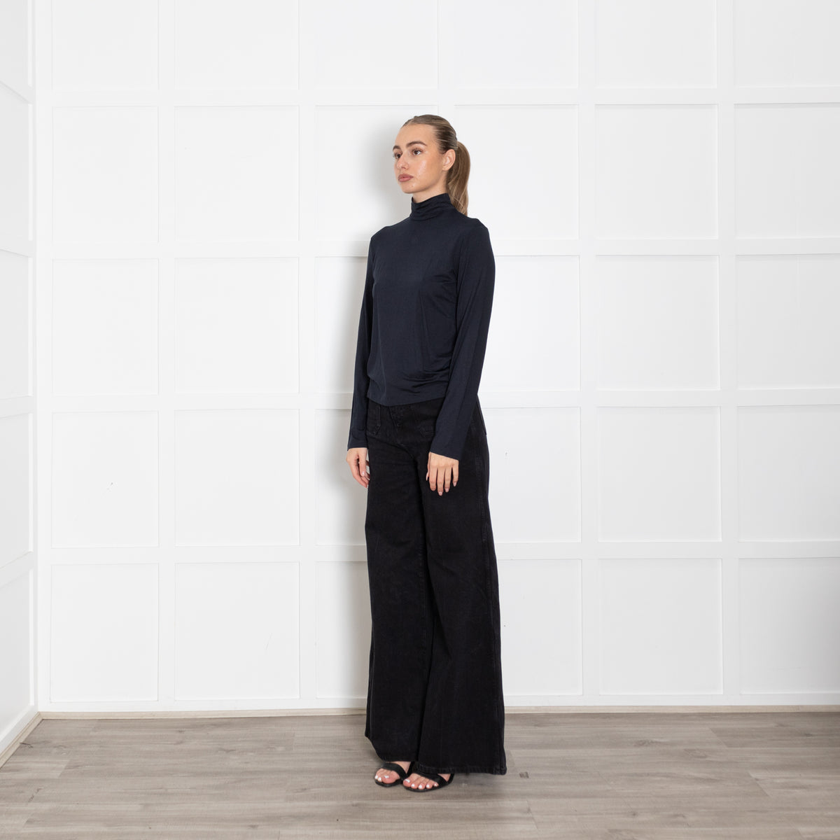 Prada Navy Blue Thin Stretchy Fabric With Back Zip Top