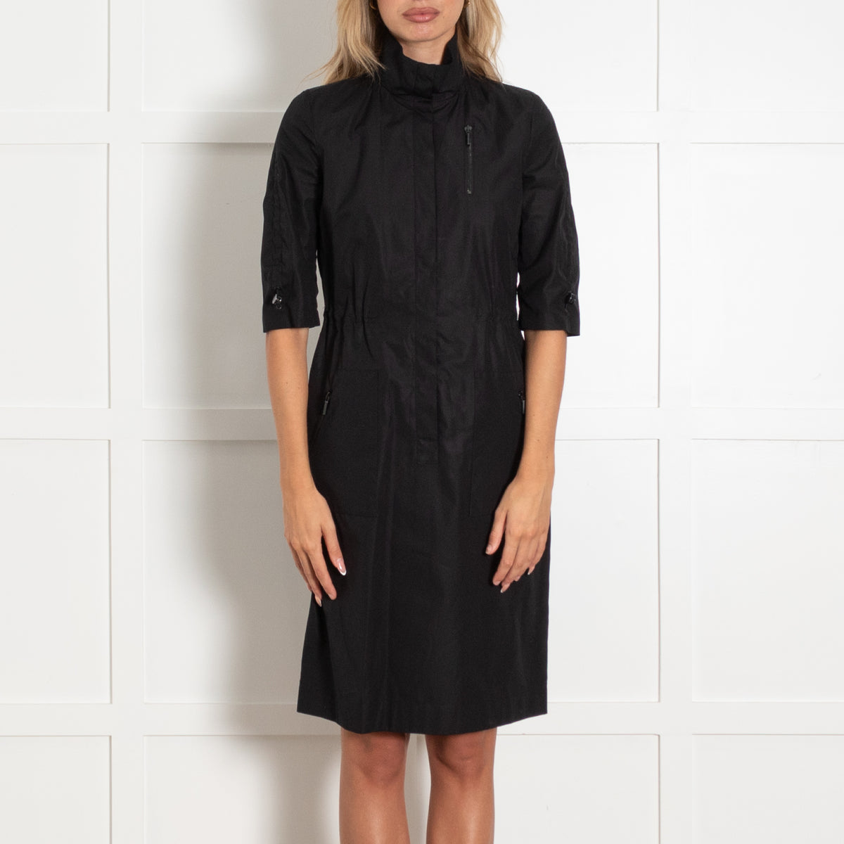 Akris Punto Black Cotton Zip Detail Pocket Dress