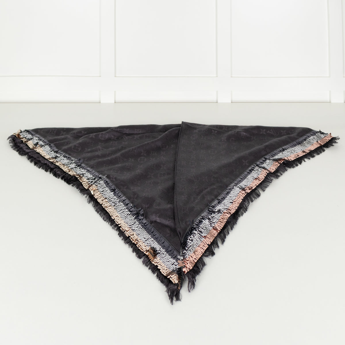 Louis Vuitton Grey Monogram Sequined Scarf