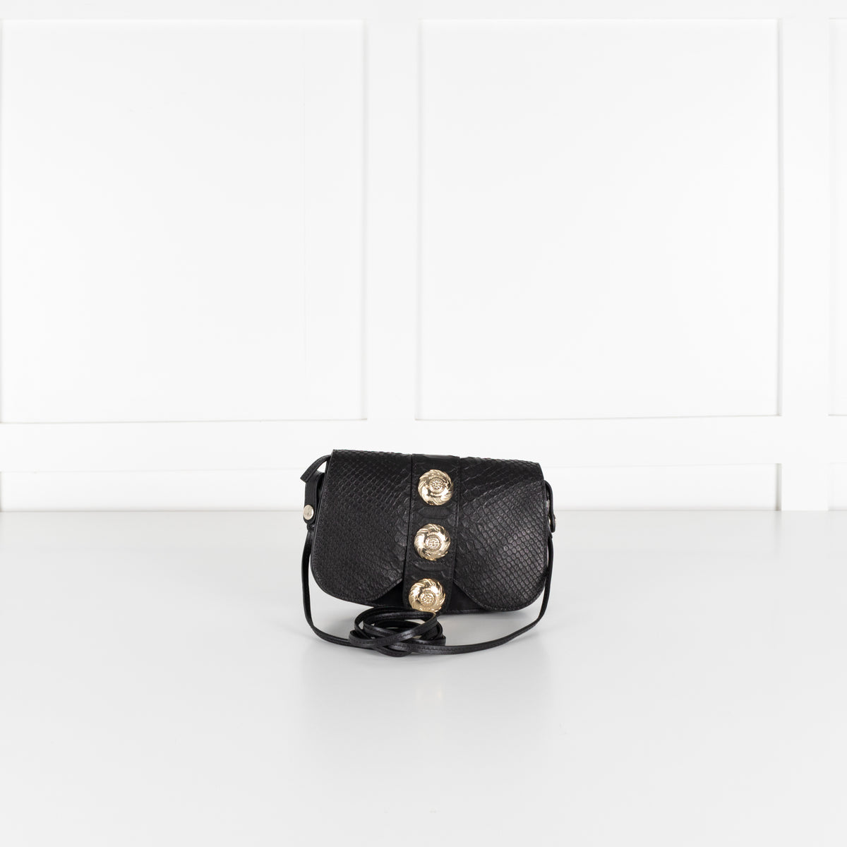 Temperley London Black Snake Effect Medallion Crossbody
