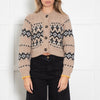 Vanessa Bruno Beige With Grey/Black Pattern Wool Mix Crop Cardigan