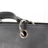Tod's Black Pebble Leather Tote with Silver Pendant