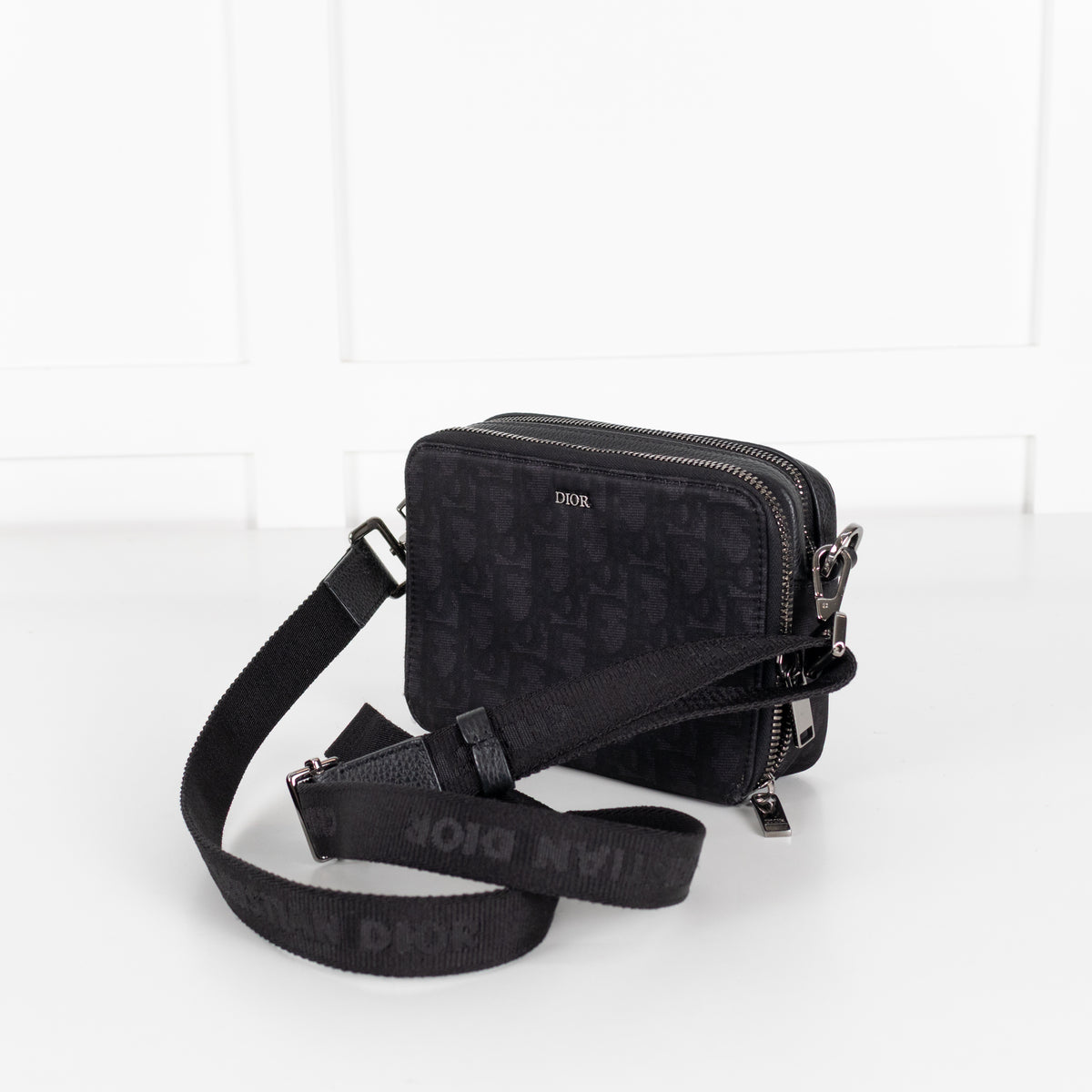 Christian Dior Black Oblique Galaxy Nylon Messenger Bag
