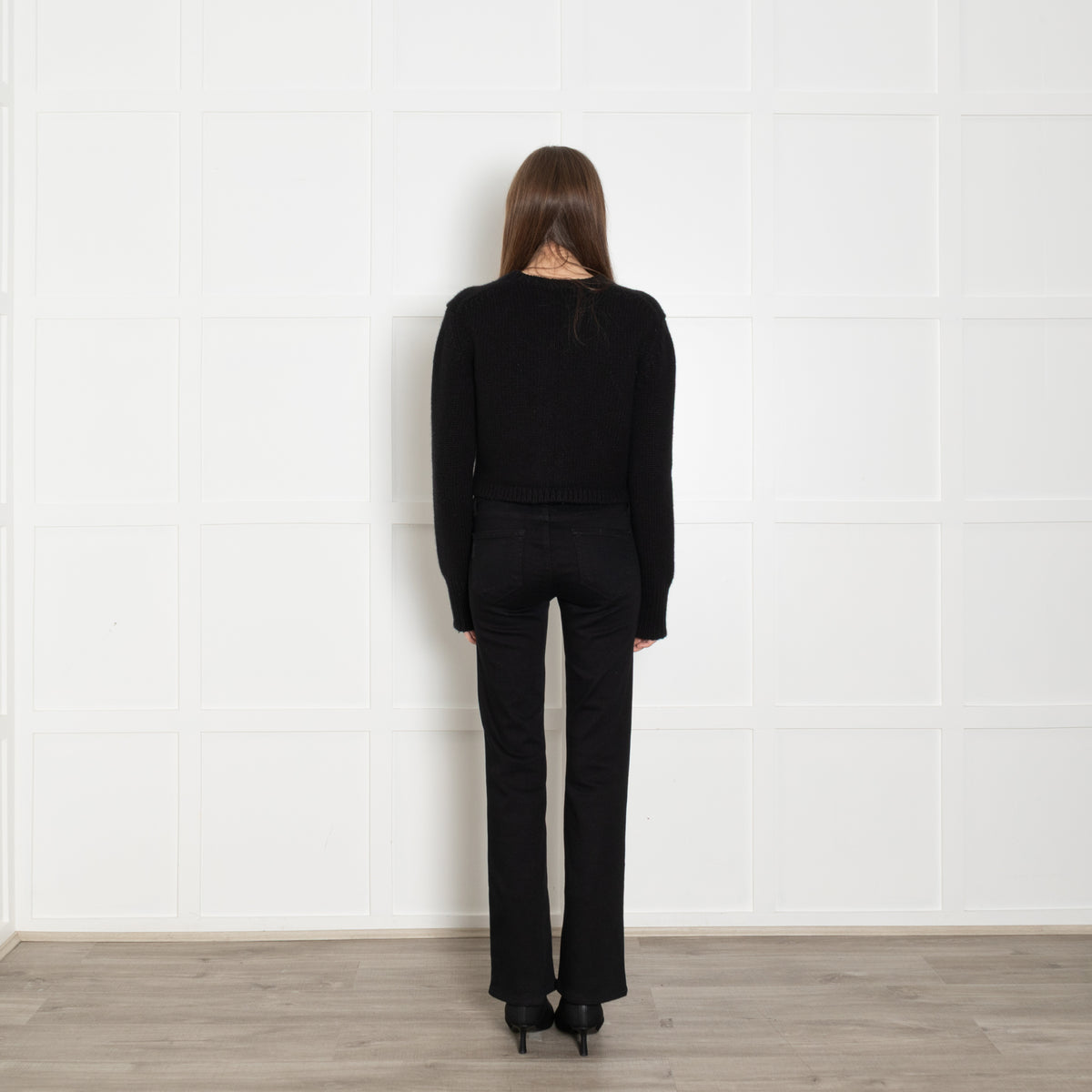 Khaite Black Cropped Chunky Cashmere Knit Cardigan