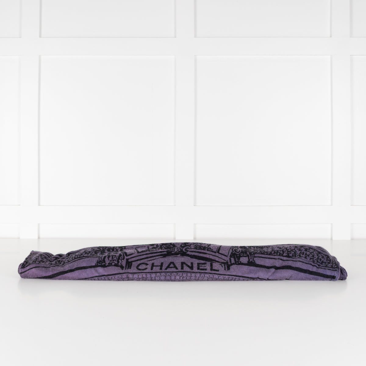 Chanel Purple Cashmere and Silk Logo Scarf