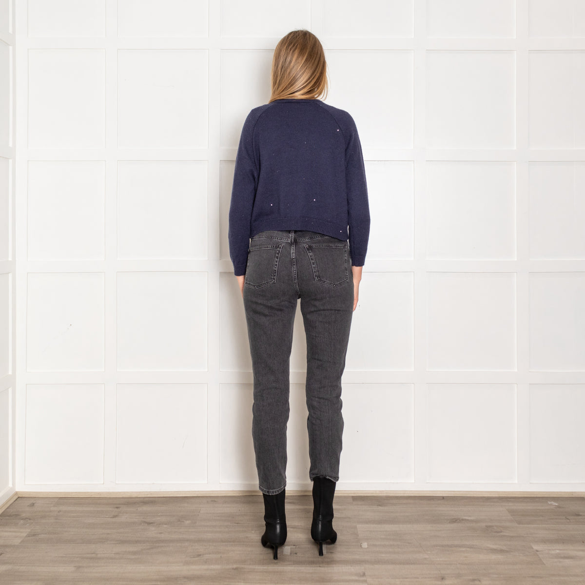 Brunello Cucinelli Blue Cashmere Sequin Knitted Silk Lining Jumper