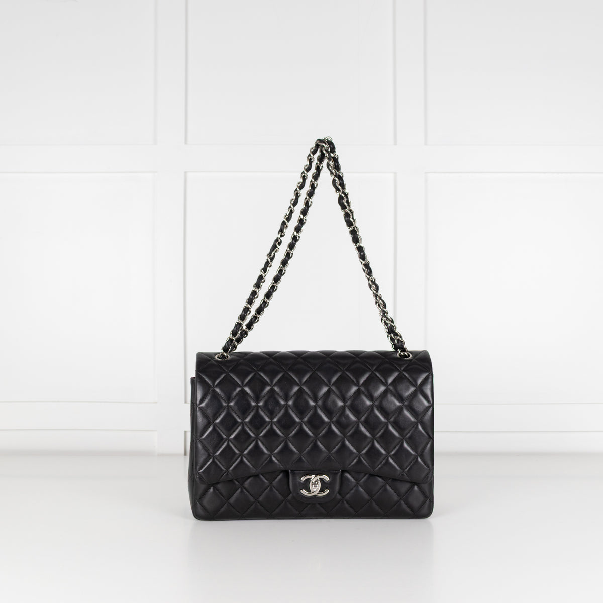 Chanel Black Lambskin Maxi Classic Double Flap Bag