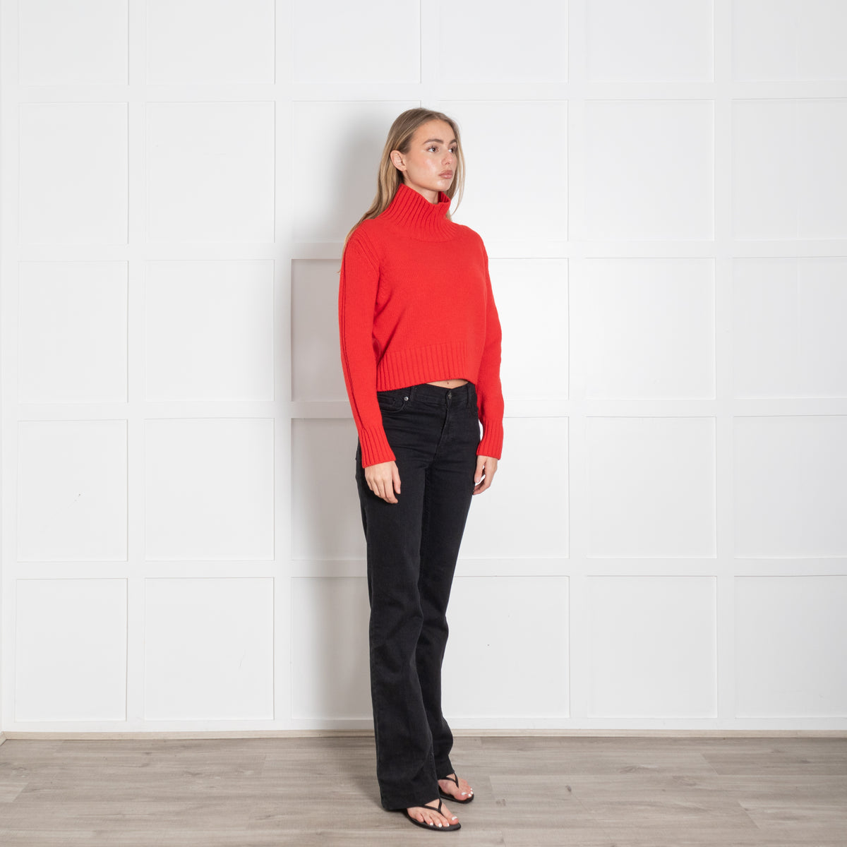 &Daughter Red Wool Funnel Neck Jumper