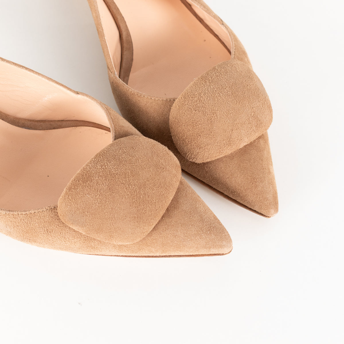Rupert Sanderson Beige Suede Sling Back Kitten Heel Shoes