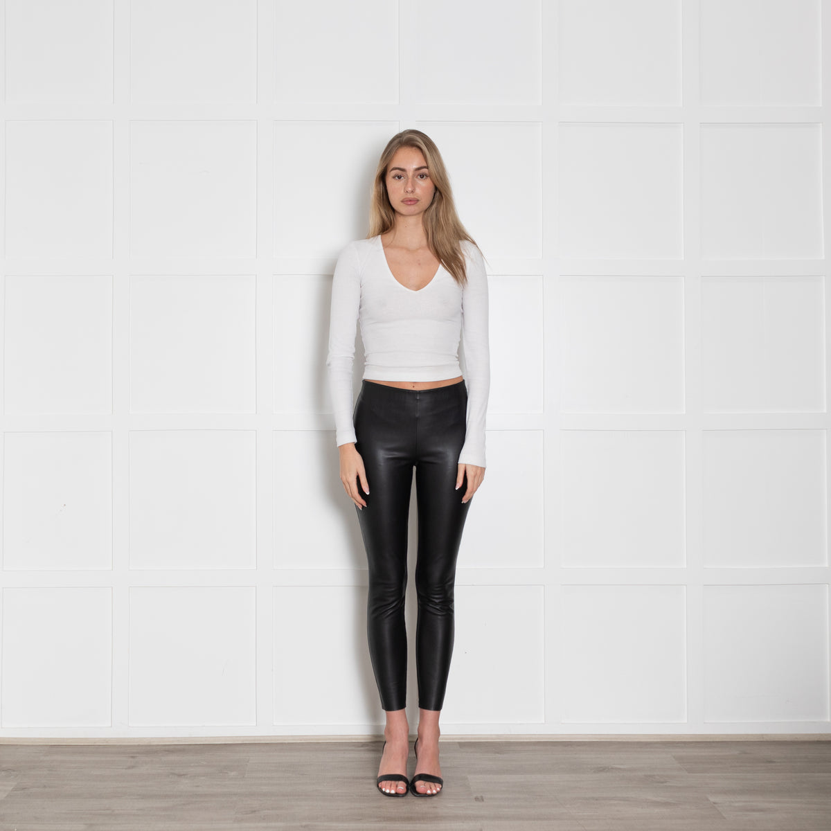 Wolford Split Panelled Faux Leather and Jersey Leggings