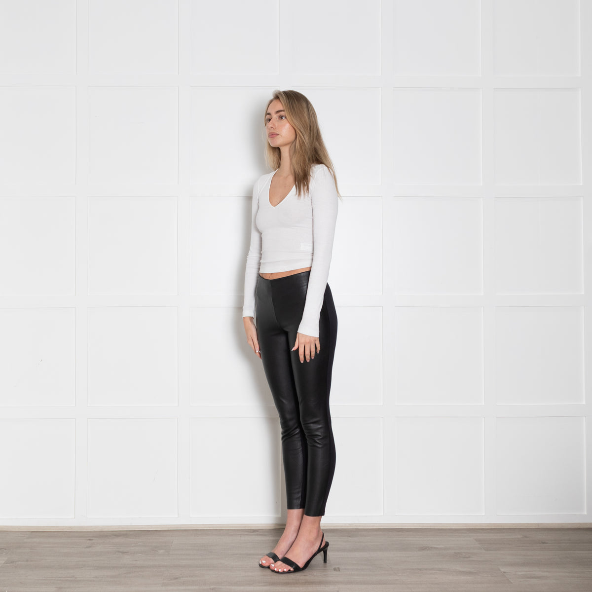Wolford Split Panelled Faux Leather and Jersey Leggings