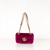 Gucci Magenta Velvet Medium Marmont Bag