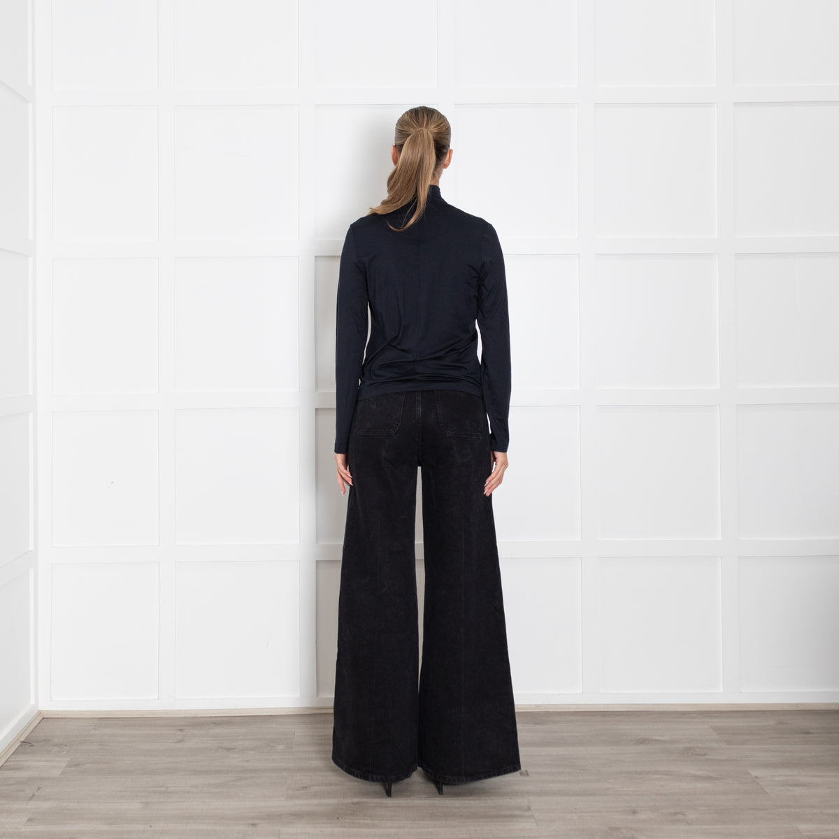 Prada Navy Blue Thin Stretchy Fabric With Back Zip Top
