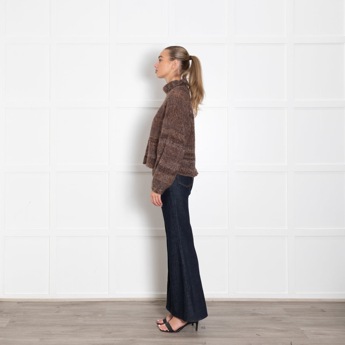 The Range Brown Loose Knit Mohair Roll Neck Jumper