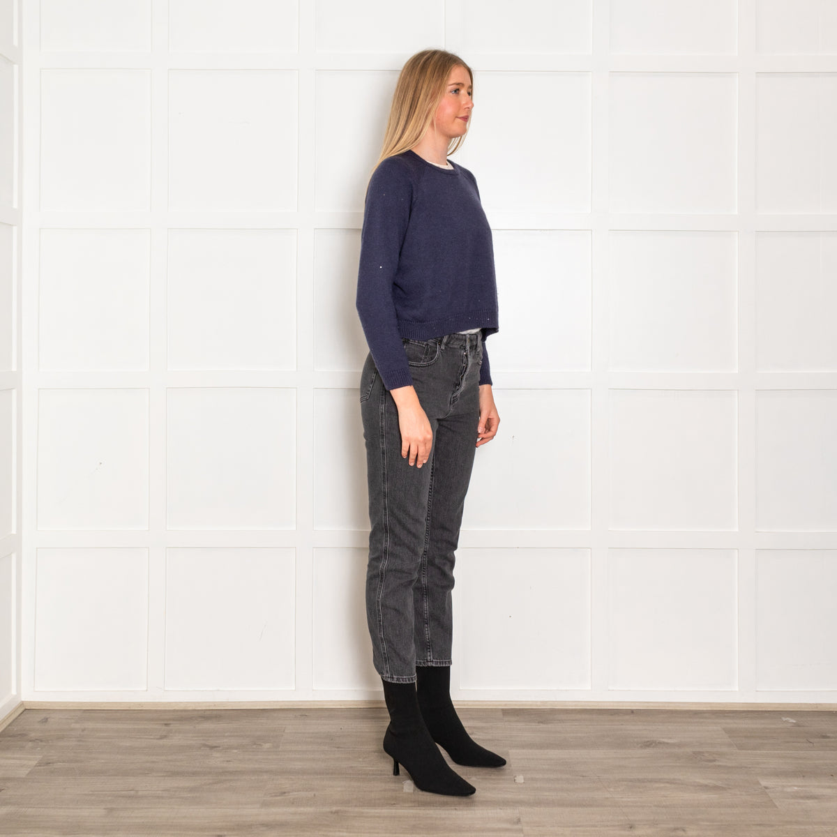 Brunello Cucinelli Blue Cashmere Sequin Knitted Silk Lining Jumper