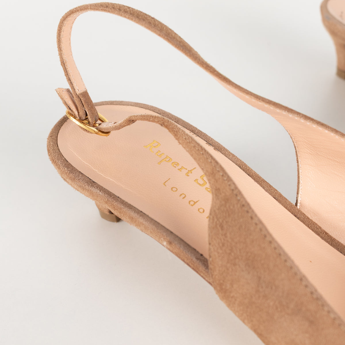 Rupert Sanderson Beige Suede Sling Back Kitten Heel Shoes