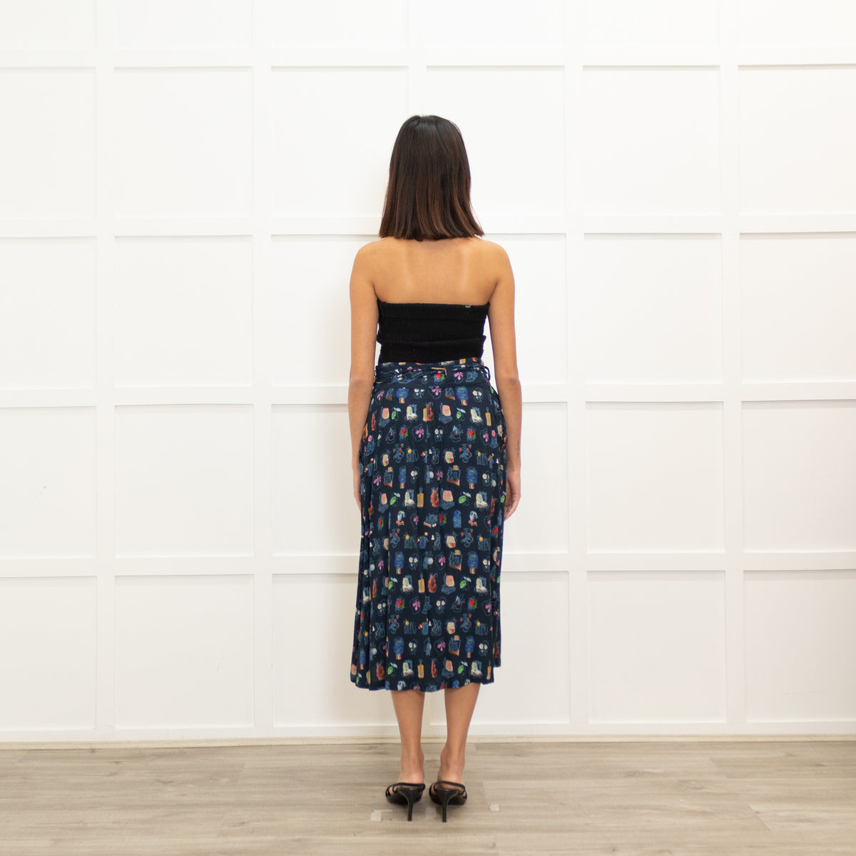 Paul Smith Blue Handwrawn Motif Midi Skirt