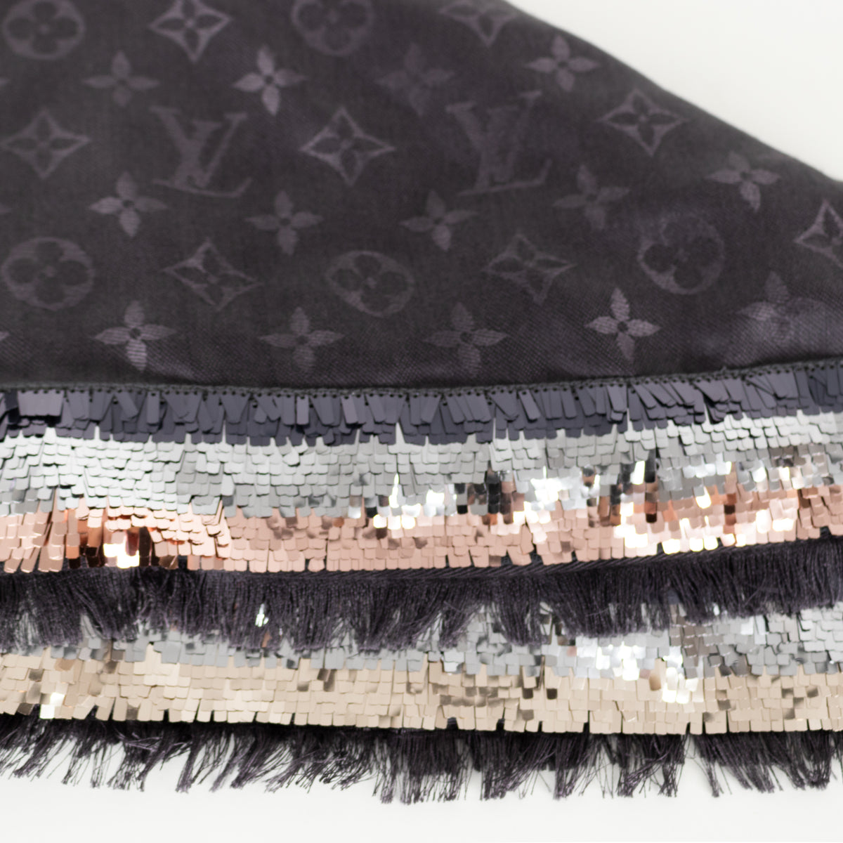 Louis Vuitton Grey Monogram Sequined Scarf
