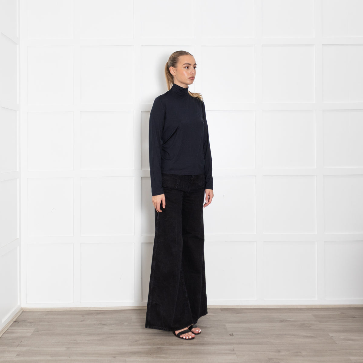 Prada Navy Blue Thin Stretchy Fabric With Back Zip Top