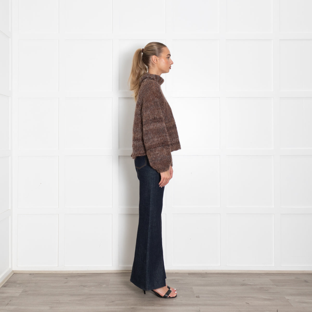 The Range Brown Loose Knit Mohair Roll Neck Jumper