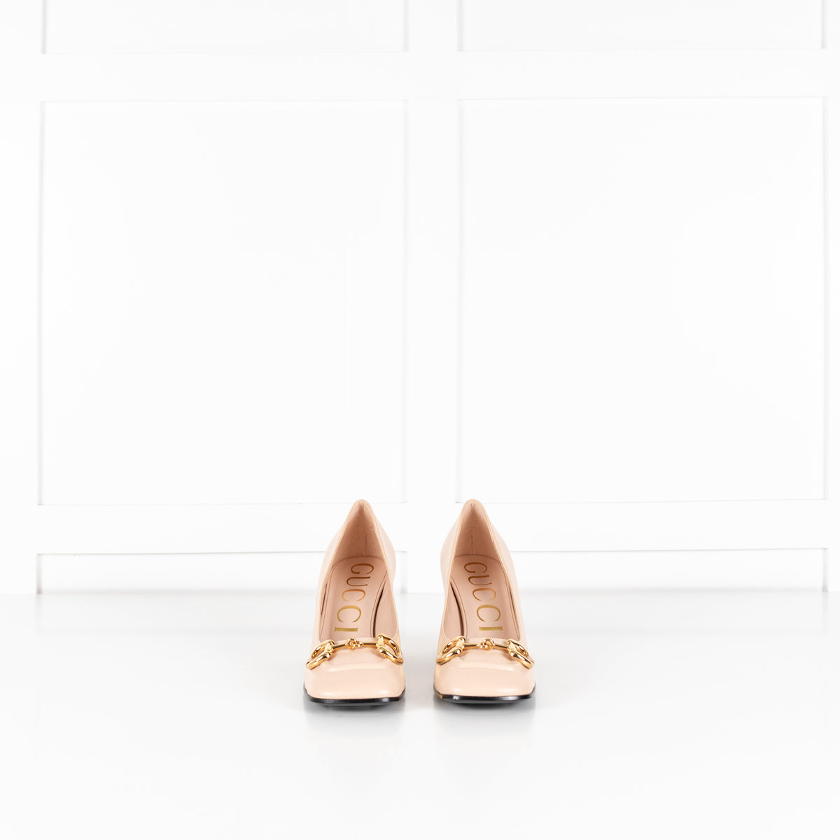 Gucci Neutral Horsebit Block Heel Pumps