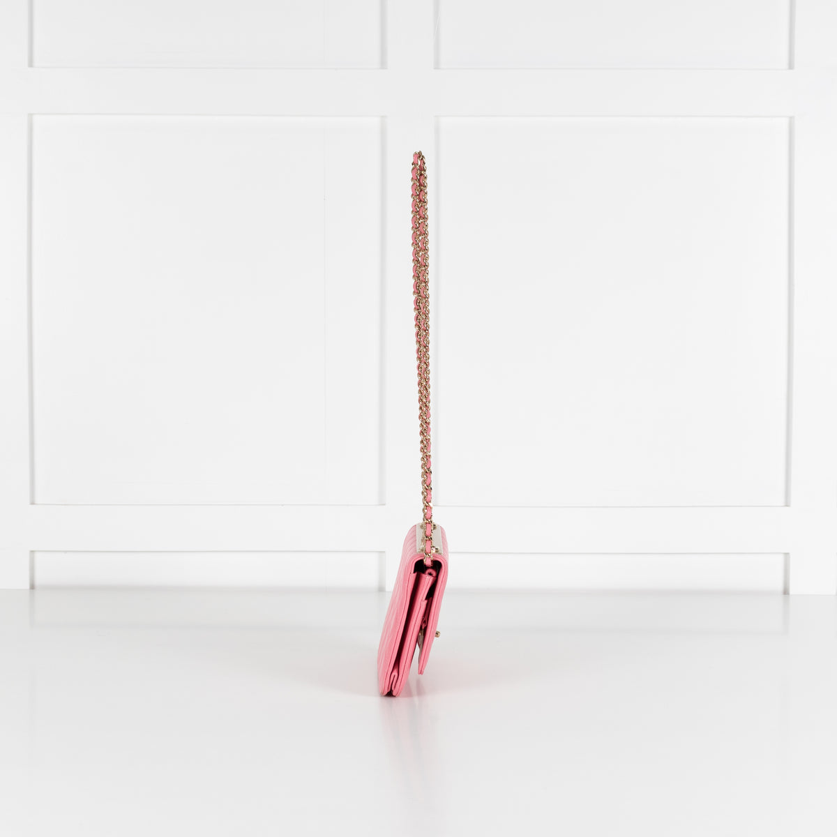 Chanel Pink Lambskin Trendy Wallet On Chain