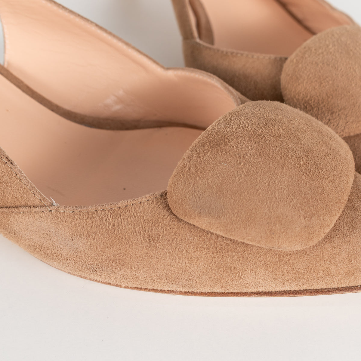 Rupert Sanderson Beige Suede Sling Back Kitten Heel Shoes