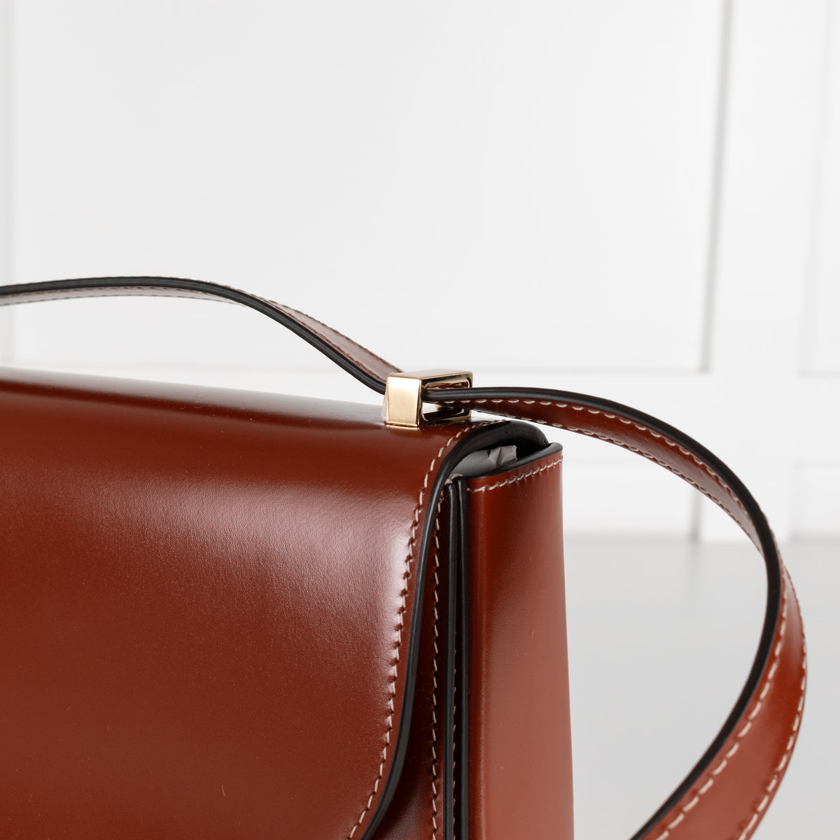 Salvatore Ferragamo Dark Cognac Double Gancini North-South Crossbody Bag